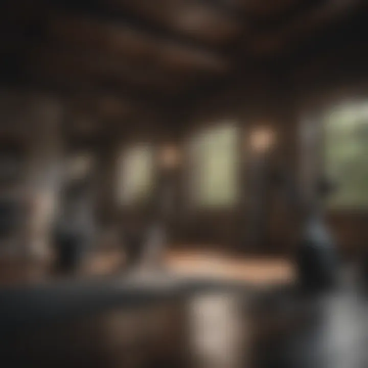 A home workout space with various fitness equipment.