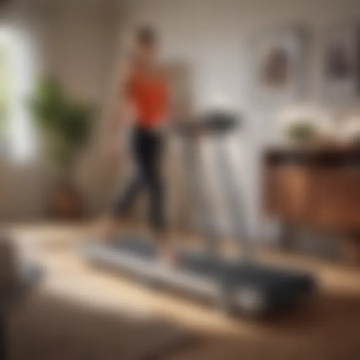 Foldable treadmill for tight spaces in a living room