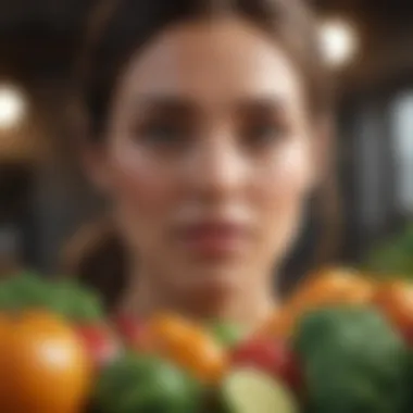 Nutritionist showcasing vibrant array of fresh organic produce