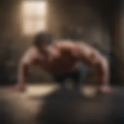 Silhouette of a man doing intense push-ups