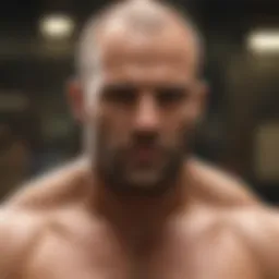 Sculpted physique of Jason Statham