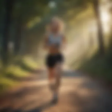 Individual practicing mindfulness while jogging