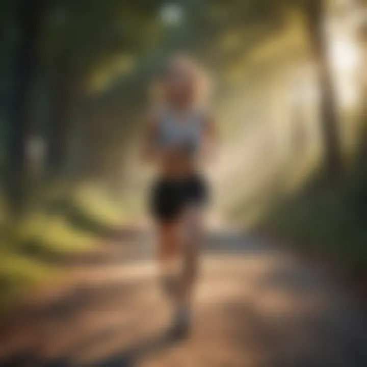 Individual practicing mindfulness while jogging