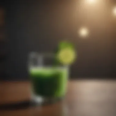 Vibrant green juice in a clear glass