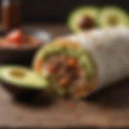 Delicious keto burrito with avocado