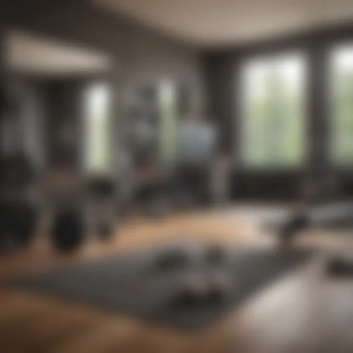 Home workout space with exercise equipment