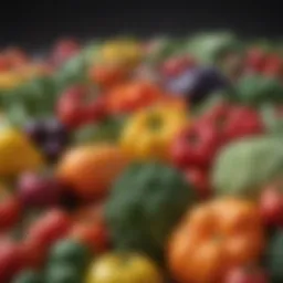 An assortment of colorful low carb vegetables rich in potassium