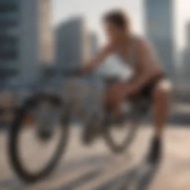 Athlete performing bicycle crunches on a rooftop