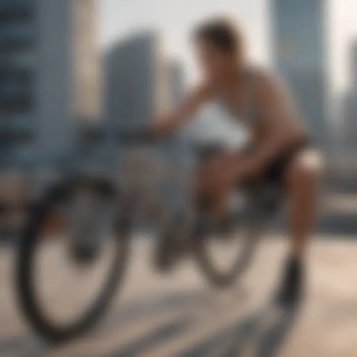 Athlete performing bicycle crunches on a rooftop