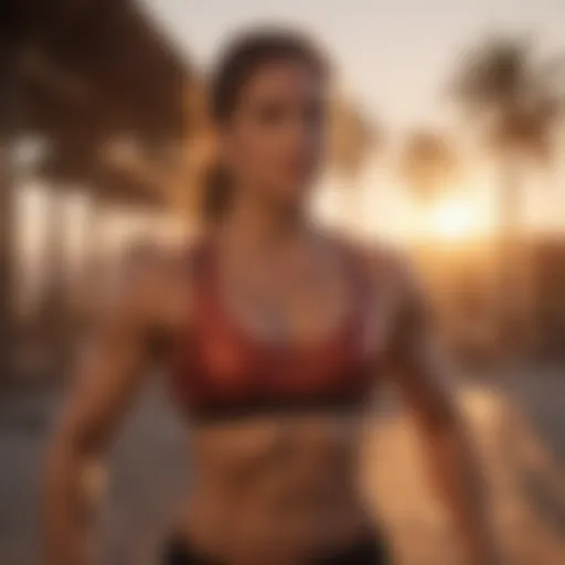 Sculpted physique flexing in the sunset