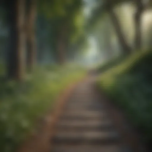 Person walking on a path with lush greenery