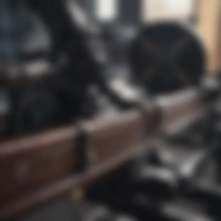Detail of craftsmanship in a luxury rowing machine's construction