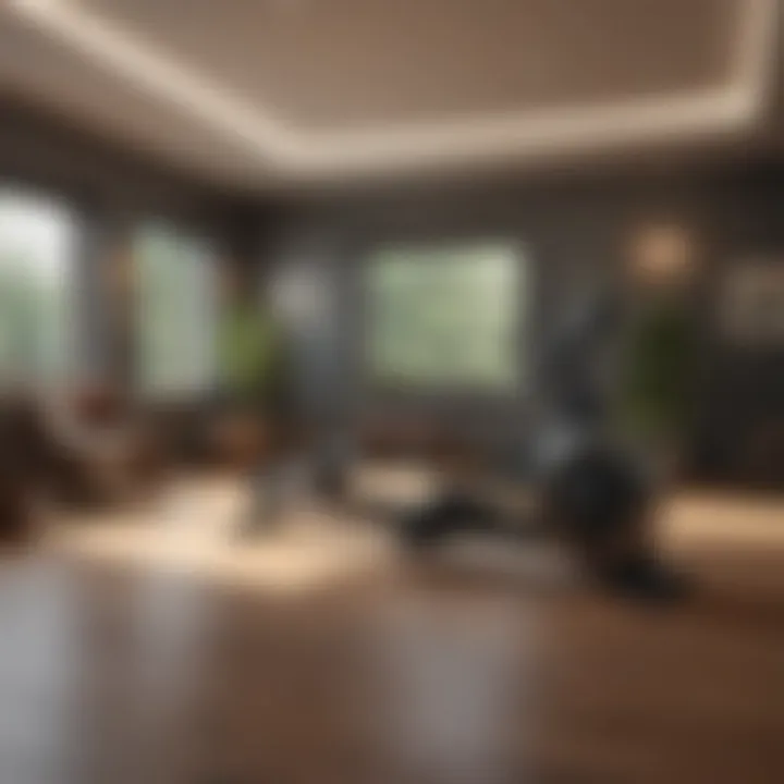 Elegant home gym setup featuring a luxury rowing machine