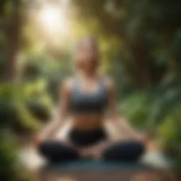 A serene yoga pose in a lush garden setting