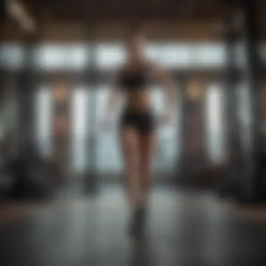 Silhouette of a person doing high-intensity interval training in a gym