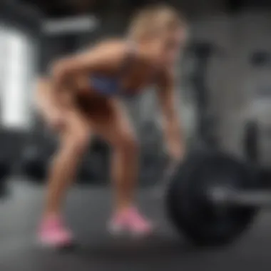 Female athlete executing bent-over dumbbell rows