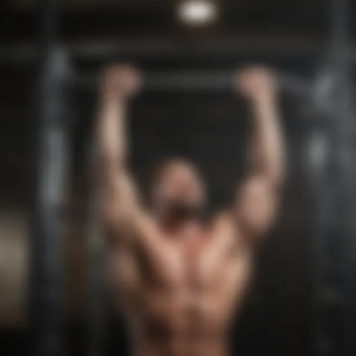 Man doing wide grip pull-ups for back strength