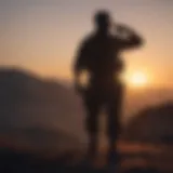 Silhouette of a soldier training at sunrise