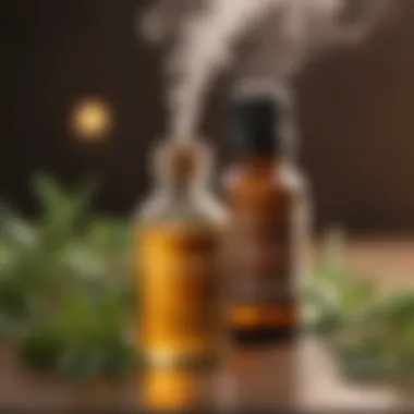 Herbal essential oils in diffuser releasing steam