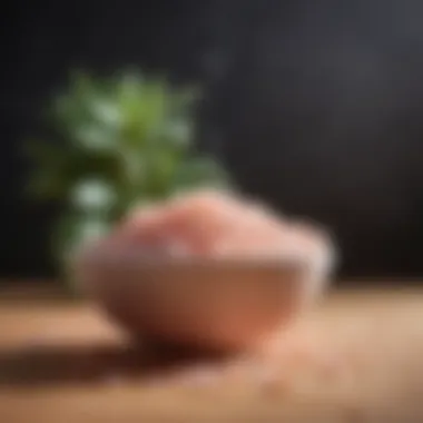 Bowl of pink Himalayan salt crystals