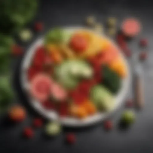 A plate of colorful assorted fruits and vegetables