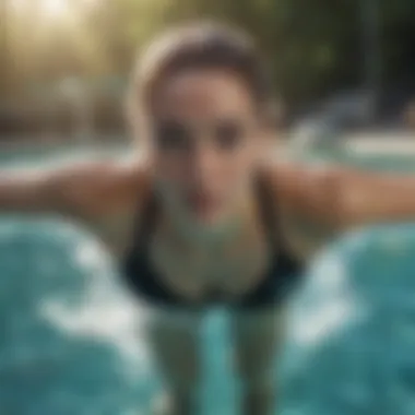 A person swimming underwater in a tranquil pool