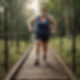 Obesity impact on physical fitness - Illustration of a person facing hurdles on a fitness path