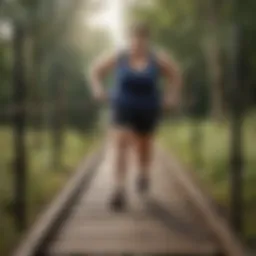 Obesity impact on physical fitness - Illustration of a person facing hurdles on a fitness path
