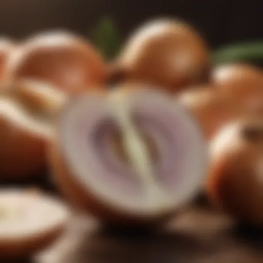 Illustration depicting onion slices and a glowing heart symbol