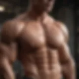 Sculpted chest muscles on bodybuilder