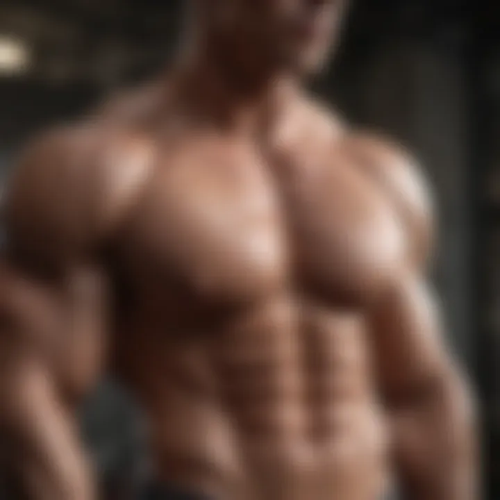 Sculpted chest muscles on bodybuilder