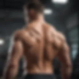 Sculpted back muscles on display