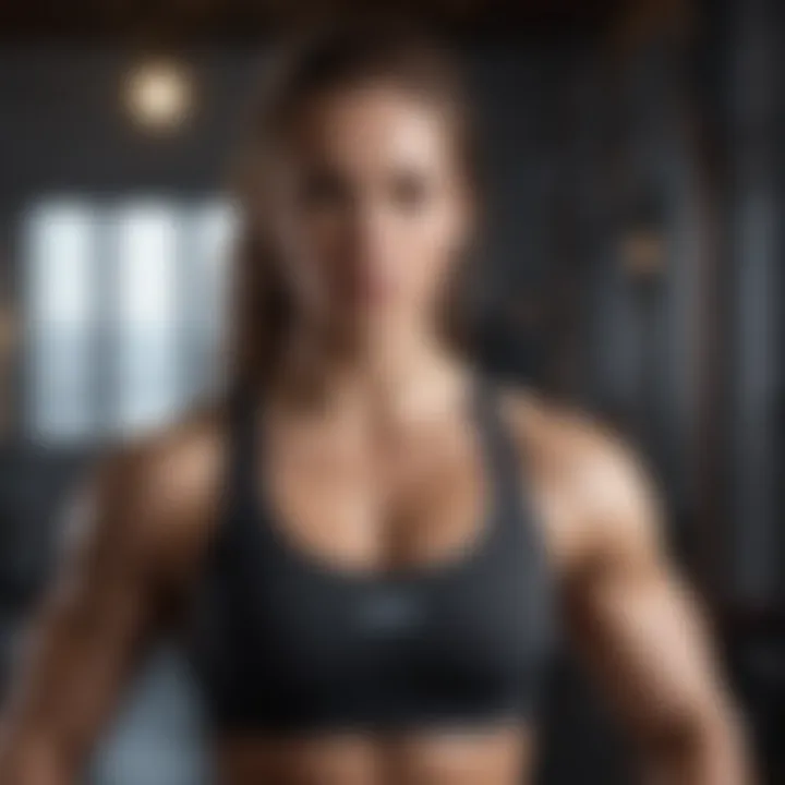 Female athlete showcasing strength in home workout