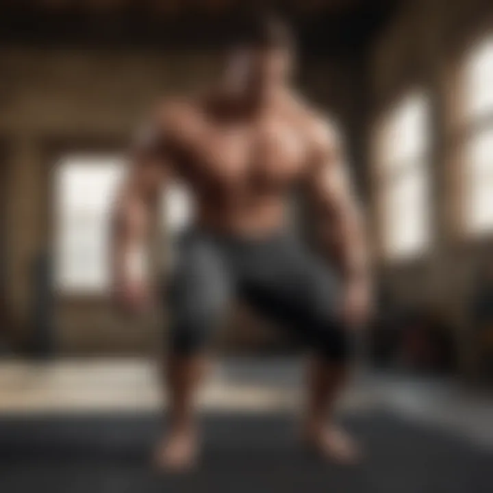 Sculpted male figure performing bodyweight exercise