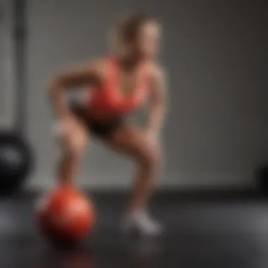 A person performing a reverse lunge with a medicine ball for glute strength