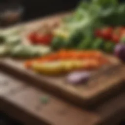 Fresh organic vegetables on a cutting board