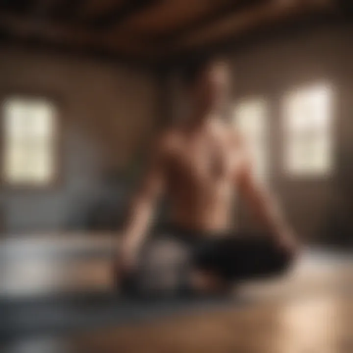 Male achieving mental clarity through yoga