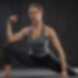 A woman gracefully performing a dynamic stretch