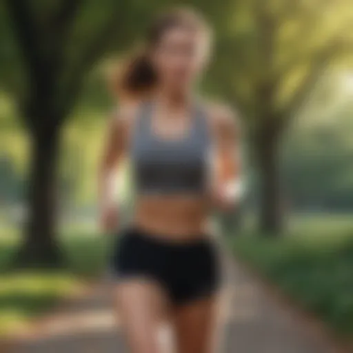 A woman jogging in a park