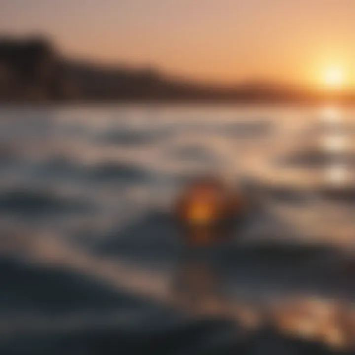 Close-up of a vibrant orange sunset over calm waters