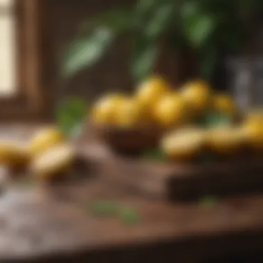 Organic lemons on a rustic wooden table