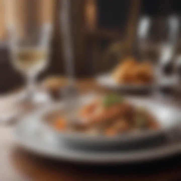 Ornate silver fork on elegant table setting