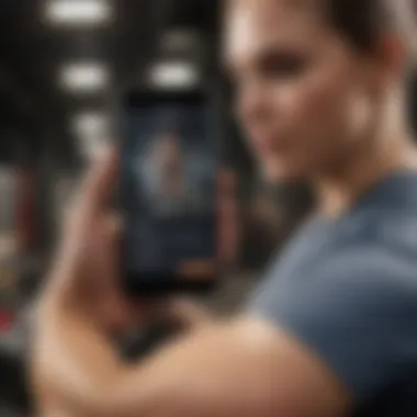 Person using a workout app on a smartphone