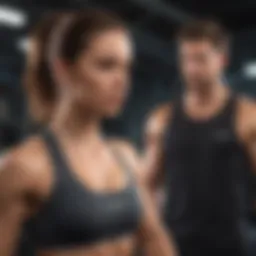 Focused woman working out with personal trainer