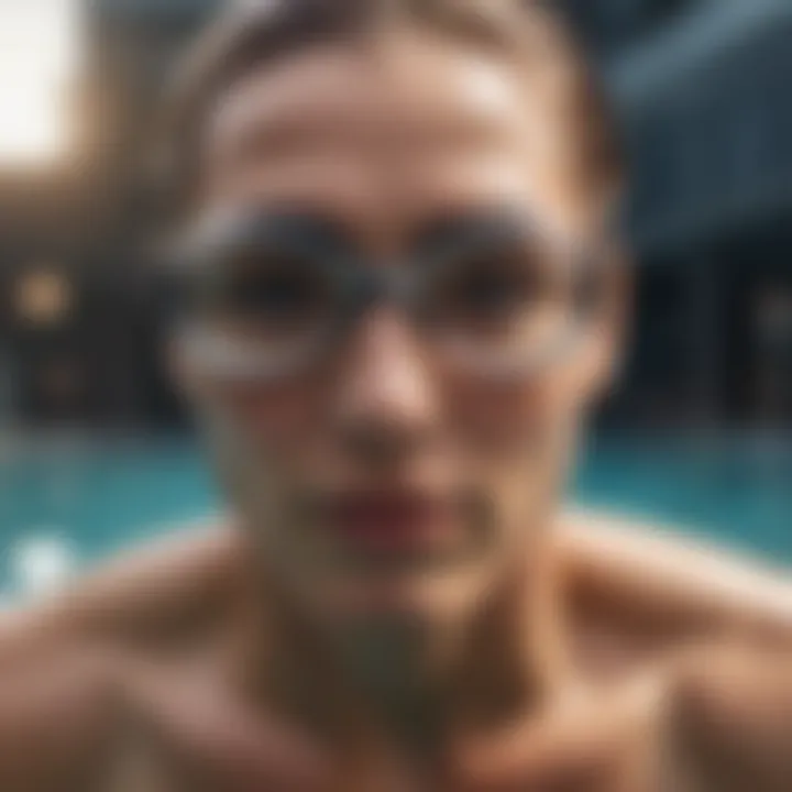 Professional swimmer adjusting custom-fit goggles