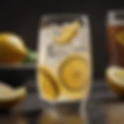Refreshing beverage with lemon garnish