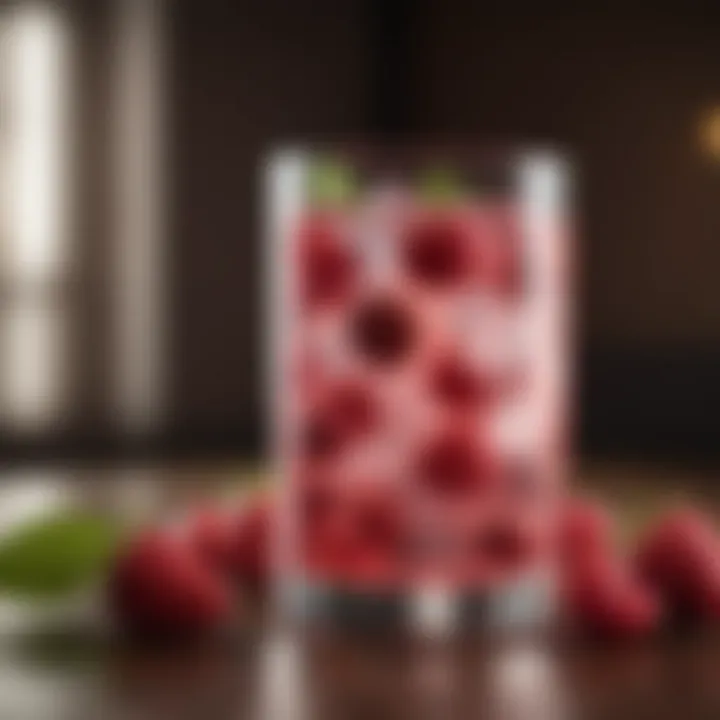 Vibrant berry-infused sparkling water in a glass
