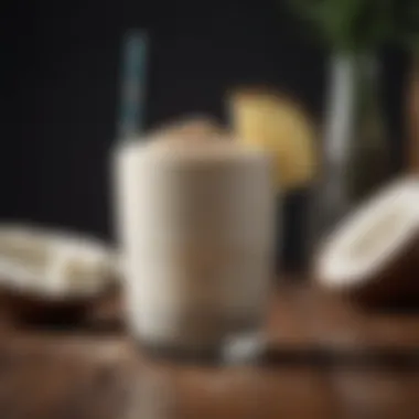 Creamy coconut smoothie with chia seeds and garnish