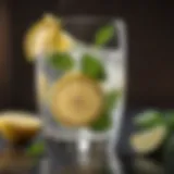 Refreshing lemon water with mint leaves