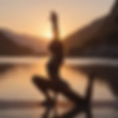 Silhouette of a person performing a rejuvenating yoga stretch at sunrise